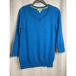 JC Penney Women’s 3/4 Sleeve Cashmere Blend Sweater - Bright Blue - Size Medium